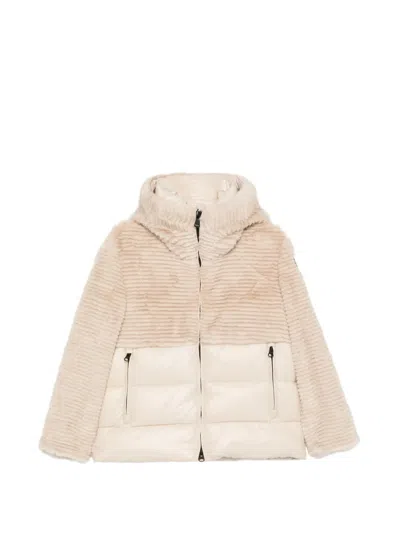 Blauer Fanevil Faux-fur Panelled Padded Coat In Neutral