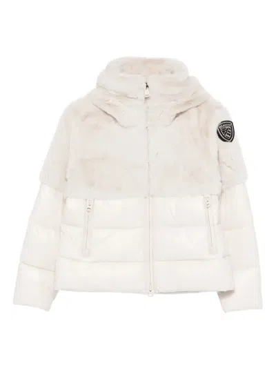 Blauer Kids' Faux-fur Panelled Jacket In White