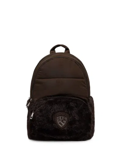 Blauer Faux-fur Logo-patch Backpack In Brown