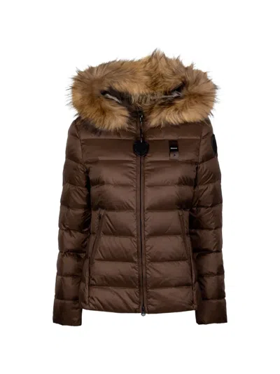Blauer Faux-fur Trim Quilted Jacket In Brown