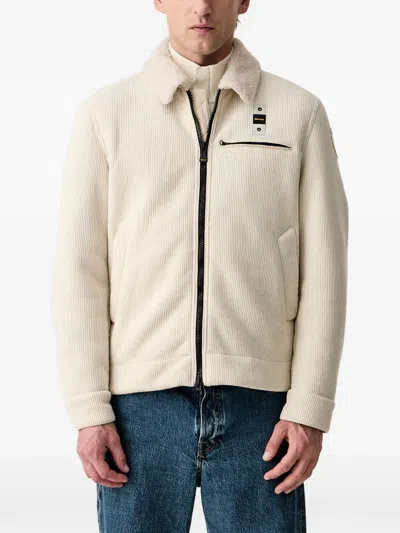 Blauer Faux-shearling-lined Bomber Jacket In Gray