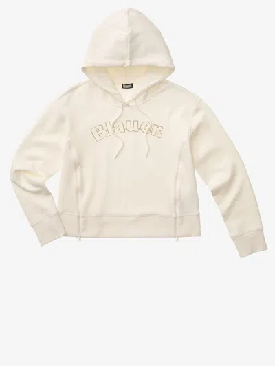 Blauer Fayette Woman Sweatshirt With Hood And Golden Logo 26sbldf08057_007441_102 In White