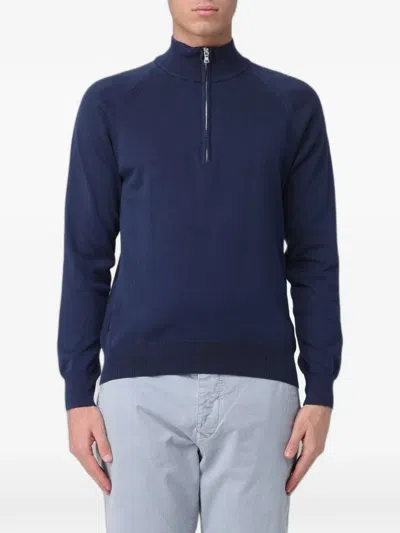 Blauer Fellows Quarter-zip Raglan-sleeve Polo Shirt In Blue
