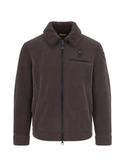 Blauer Fourth Corduroy-effect Fleece-collar Jacket In Brown