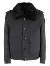 Blauer Fur-collar Button-fastening Jacket In Black