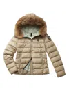 Blauer Fur-hood Quilted Coat In Brown