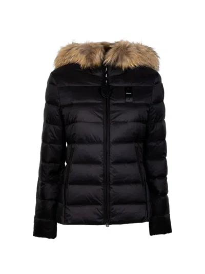 Blauer Fur-trim Hooded Puffer Jacket In Animal Print