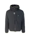 Blauer Monochromatic Light Neoprene Puffer Jacket With Hood And Functional Pockets In Black