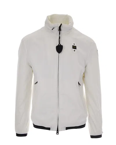 Blauer Dimock Logo-patch Zip-up Jacket In White