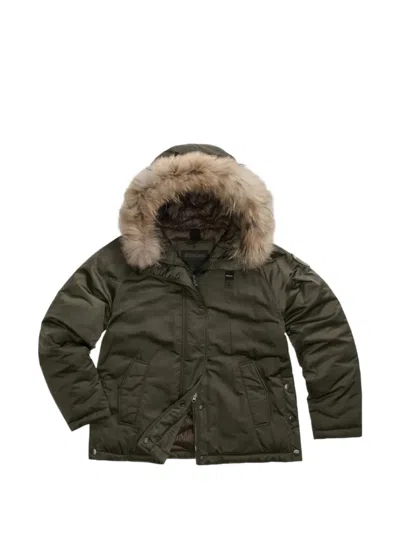 Blauer Glenvale Fur-trim Hooded Jacket In Green