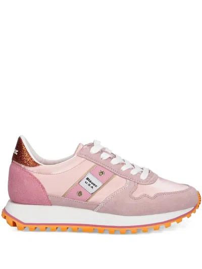 Blauer Glitter-panel Sneakers In Pink