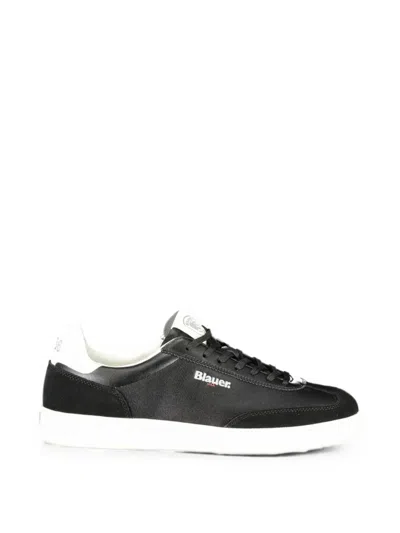 Blauer Grant Logo-patch Panelled Sneakers In Black