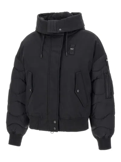 Blauer Harley Hooded Bomber Jacket In Black