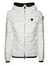 Blauer Puffer Jacket With Distinctive Wavy Quilting And Hood In White