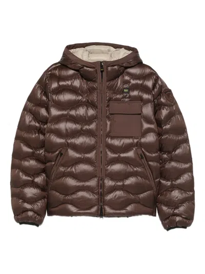 Blauer Brown Zip-up Hooded Down Jacket