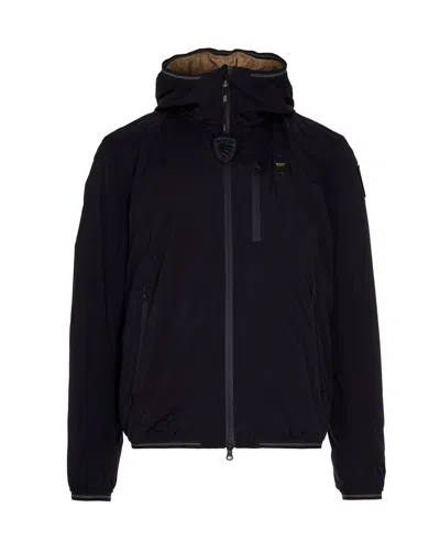 Blauer Hooded Zip Front Technical Jacket In Animal Print