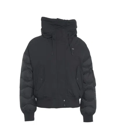 Blauer Innovative Wave-quilted Black Down Bomber Jacket
