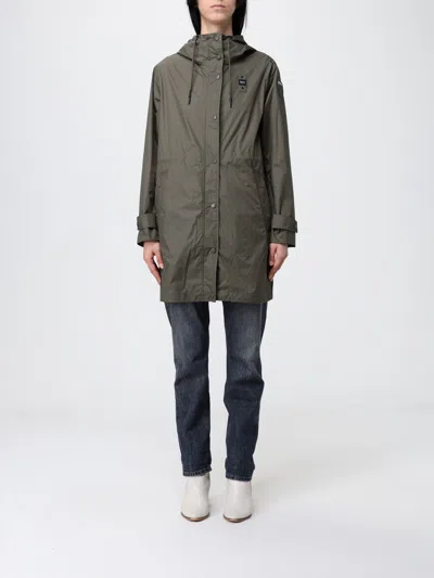 Blauer Nylon Raincoat With Hood In Green