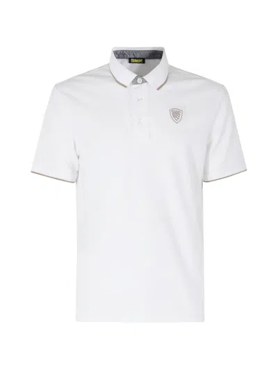 Blauer Kemp Logo-patch Tipped Polo Shirt In White