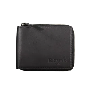 Blauer Sleek Leather Round Wallet With Card Spaces In Black
