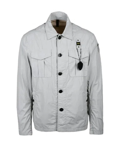 Blauer Lightweight Cotton Jacket With Button-front Closure And Flap Pockets In Multi