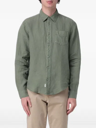 Blauer Linen Chest-pocket Shirt In Green