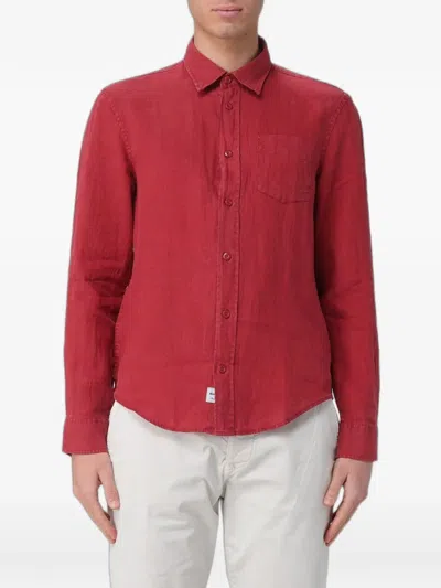 Blauer Linen Chest-pocket Shirt In Red