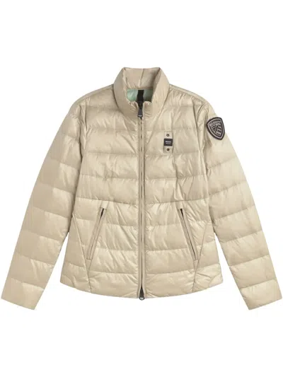 Blauer Logo Patch Padded Jacket In Neutrals
