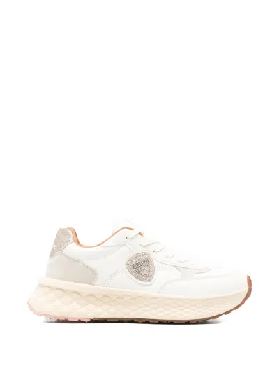 Blauer Logo-plaque Leather Sneakers In White