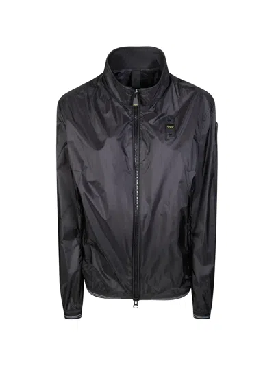 Blauer Logo Zip-up Jacket In Black