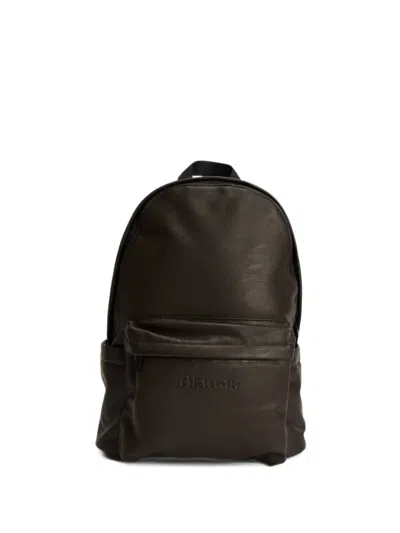 Blauer Logo-embossed Front-zip Backpack In Brown