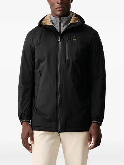 Blauer Logo-patch Hooded Jacket In Black