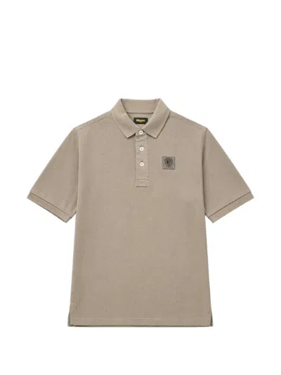 Blauer Logo-patch Polo Shirt In Gray