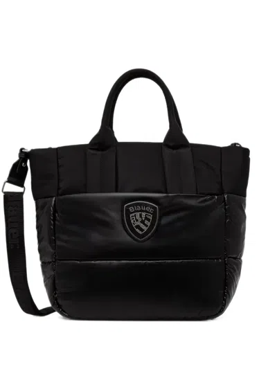Blauer Logo-patch Quilted Tote Bag In Black