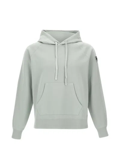 Blauer Logo-patch Raglan-sleeve Hoodie In Gray