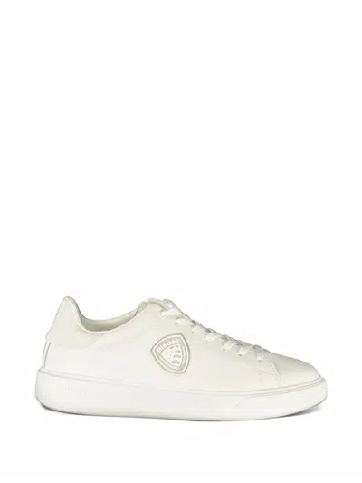 Blauer Logo-patch Sneakers In White