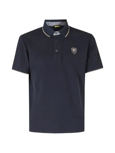 Blauer Logo-patch Tipped Polo Shirt In Multi