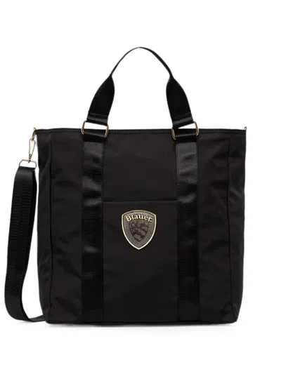 Blauer Logo-patch Tote Bag In Black
