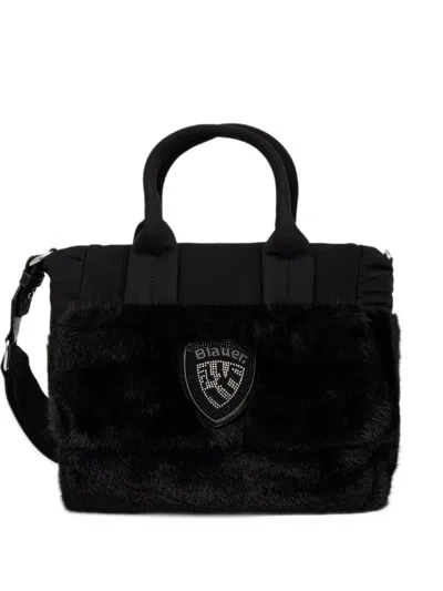 Blauer Logo-patch Tote Bag In Black