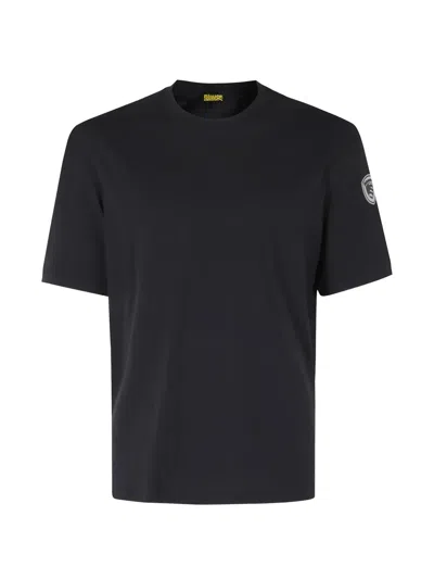 Blauer Logo-patch T-shirt In Black