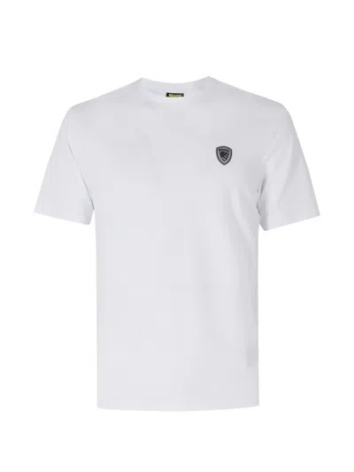 Blauer Logo-patch T-shirt In White