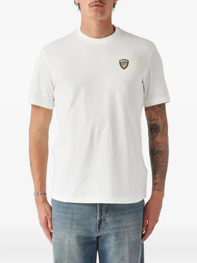 Blauer Logo-patch T-shirt In White