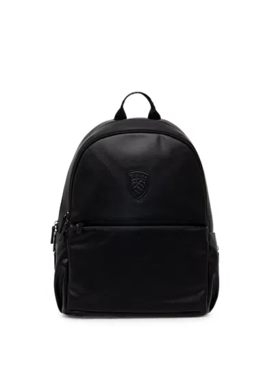 Blauer Logo-patch Zip-around Backpack In Black