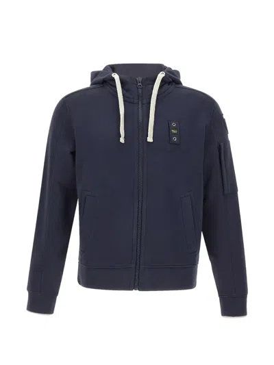 Blauer Logo-patch Zip-up Hoodie In Blue