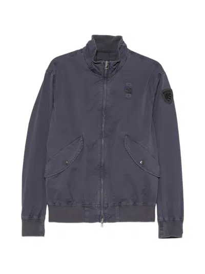 Blauer Logo-patch Zip-up Jacket In Gray