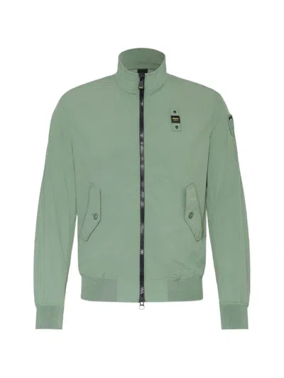 Blauer Logo-patch Zip-up Jacket In Green