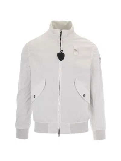 Blauer Logo-patch Zip-up Jacket In Gray