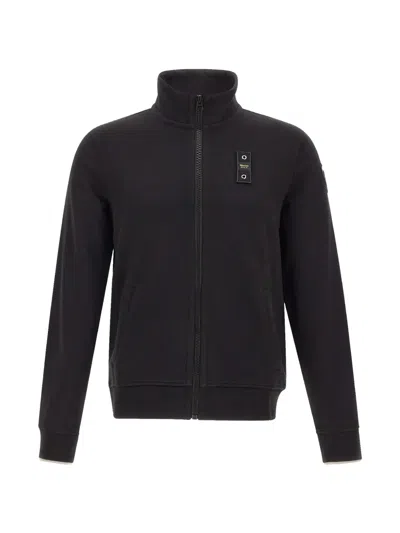 Blauer Logo-patch Zip-up Sweater In Black