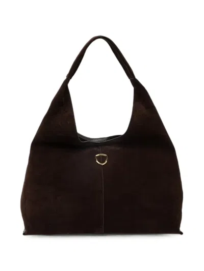 Blauer Logo-plaque Calf Suede Tote Bag In Brown