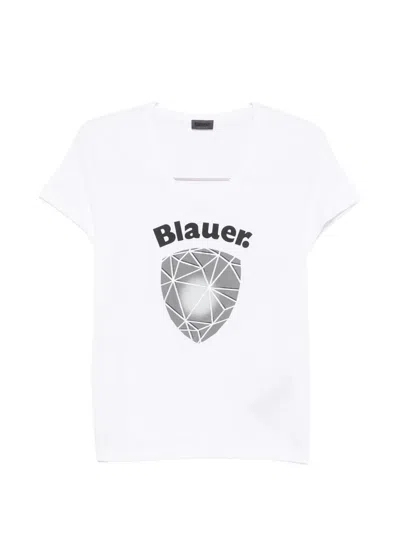 Blauer Logo-print Crew-neck T-shirt In White